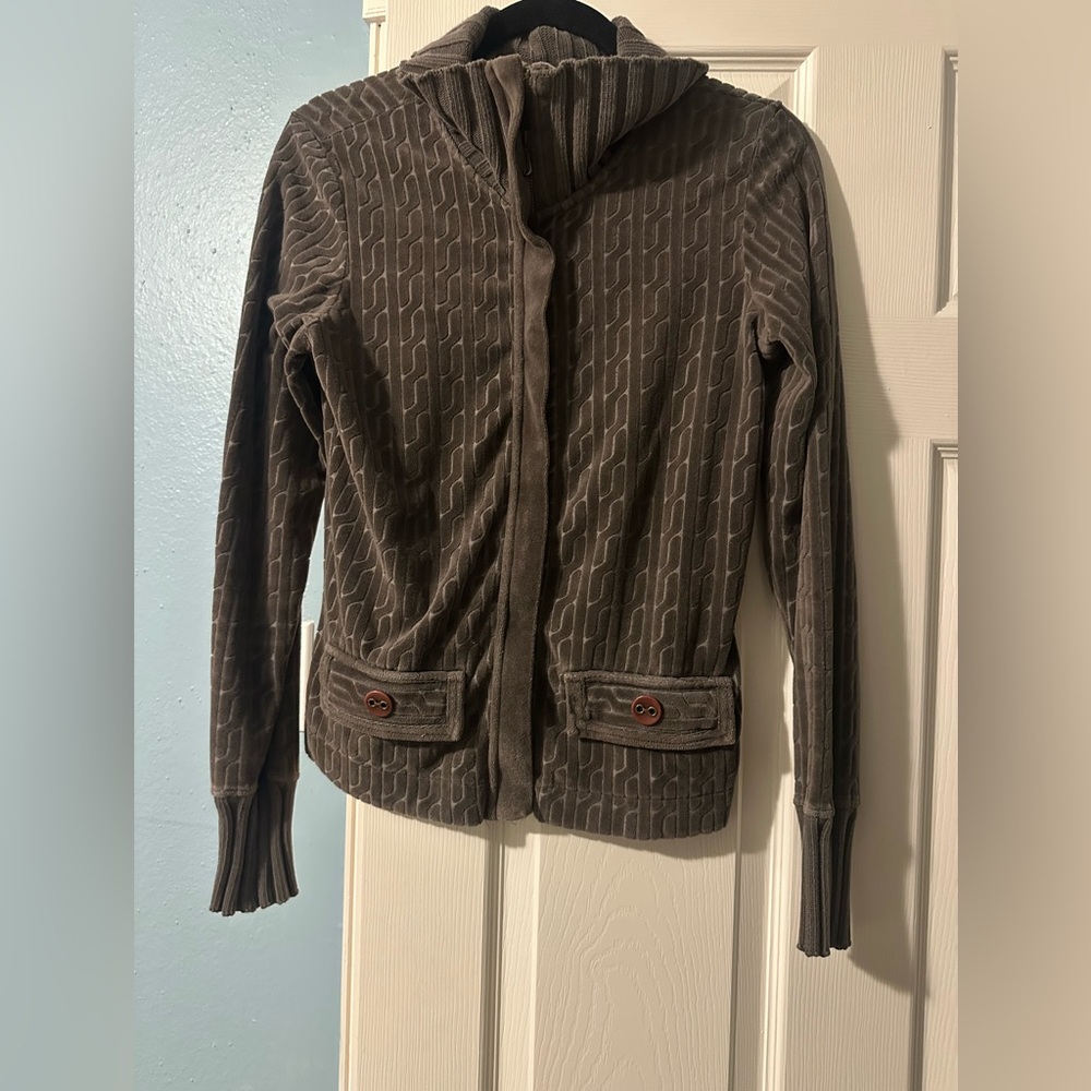 Juicy Couture Brown Ribbed Knit Cardigan